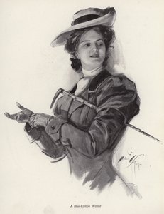Cavaleira vencedora da fita azul (litho) de Harrison Fisher