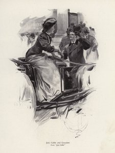 As personagens Jane Cable e Graydon do romance Jane Cable, de George Barr McCutcheon (litho) de Harrison Fisher