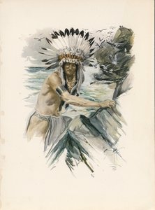 Canção de Hiawatha de Longfellow (litografia a cores) de Harrison Fisher