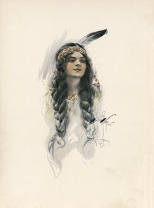 Canção de Hiawatha de Longfellow (litografia a cores) de Harrison Fisher