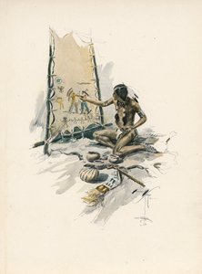Canção de Hiawatha de Longfellow (litografia a cores) de Harrison Fisher