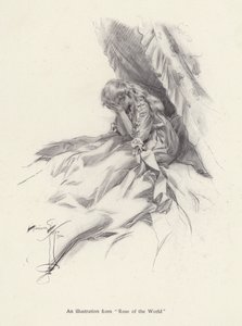 Rosamond English, uma personagem de Rose of the World, um romance de Egerton Castle (litho) de Harrison Fisher