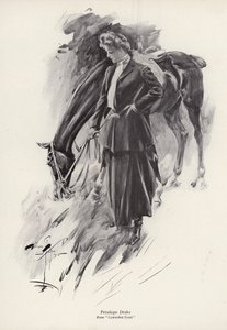 A personagem Penelope Drake do romance Cowardice Court, de George Barr McCutcheon (litho) de Harrison Fisher
