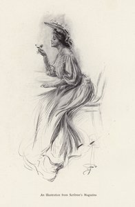Mulher com uma bebida (litho) de Harrison Fisher