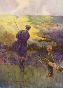Campos de golfe: Deal, a jogar no "Sandy Parlour" (litografia a cores)