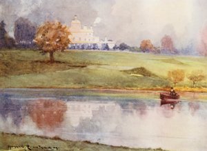 Campos de golfe: Páginas de Stoke, o décimo sexto buraco (litografia a cores)