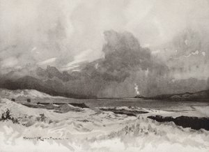 Campos de golfe: Harlech, olhando para o quarto buraco (litografia)