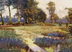 Campos de golfe: Romford, o sexto green (litografia a cores)