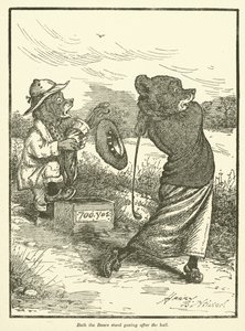 Ursos jogando golfe (cor litho)