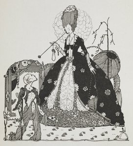 Uma senhora olha para um camponês que lhe pede dinheiro. de Harry Clarke
