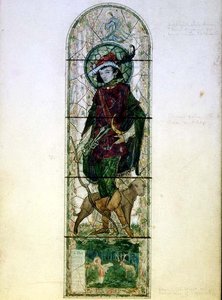 Design para uma única janela de luz com a figura de St. Hubert de Harry Clarke