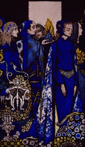 Etain, Helen, Maeve e Fand, Tender Hand Illustration de Golden Deirdre por Harry Clarke de &39;Queens&39; por JM Synge pub. 1909