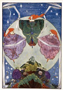 Fadas:" Elas dançavam com xales que eram tecidos de névoa e luar": O monte dos duendes - em "Contos de Fadas" de Hans Christian Andersen, doente. Por Harry Clarke de Harry Clarke