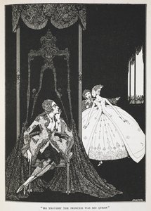 "Ele pensava que a princesa era a sua rainha". Ilustração para a história "Pele de burro". de Harry Clarke