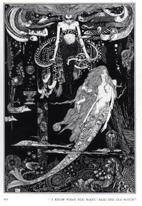 "Eu sei o que você quer", disse a bruxa do mar, ilustração para "A Pequena Sereia" de contos de fadas por Hans Christian Andersen (1805-75), c.1910