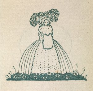 Ilustração de uma mulher com um vestido grande. de Harry Clarke