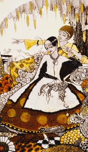 Passamos sete dias de cão, nomeando Queens em Glenmacnass "." Queens ", nove painéis de vidro acidificados, manchados e pintados, ilustrando o poema de JM Synge, 1917 de Harry Clarke