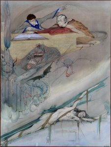 A queda da casa de Usher, 1923 (lápis e wc) de Harry Clarke