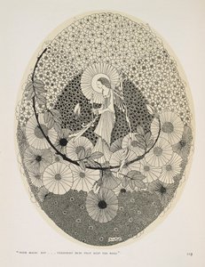 Para a primavera que se aproxima. "Com chave mágica... abrindo botões que guardam as rosas". de Harry Clarke