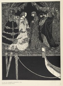 "Era a marquesa Afrodite - a adoração de toda a Veneza". Ilustração para a história "a atribuição". de Harry Clarke