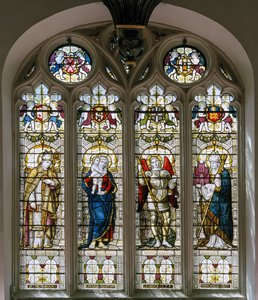 Oxford, Brasenose College Chapel, James Powell & Sons, Harry Ellis Wooldridge, St Cedda, Madonna & Chils, St Michael, St Hugh