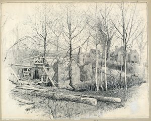 Desenho, Aspeto atual do moinho de Gaines, olhando para leste, 1885