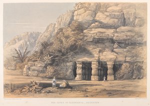 As Grutas de Elefanta, Exterior (litografia colorida) de Harry Francis Darell