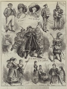 Personagens na bola de fantasia em Colney Hatch Lunatic Asylum de Harry Furniss