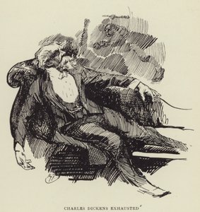 Charles Dickens exausto de Harry Furniss