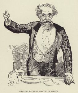 Charles Dickens fazendo um discurso de Harry Furniss
