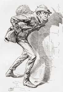 Dolge Orlick. Ilustração de Harry Furniss para o romance Charles Dickens Great Expectations, de The Testimonial Edition publicado em 1910.