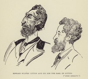 Edward Bulwer Lytton e seu filho, o conde de Lytton, Owen Meredith de Harry Furniss