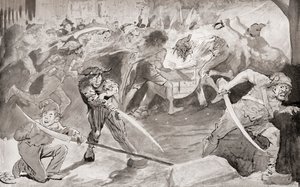 Ilustração para o romance de Charles Dickens Um Conto de duas cidades de Harry Furniss