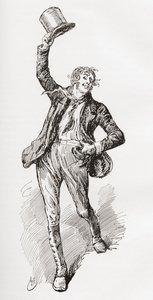 Mark Tapley. Ilustração de Harry Furniss para o romance de Charles Dickens Martin Chuzzlewit, de The Testimonial Edition, publicado em 1910. de Harry Furniss