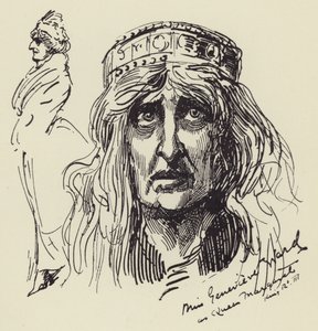 Miss Genevieve Ward como a Rainha Margarida de Harry Furniss