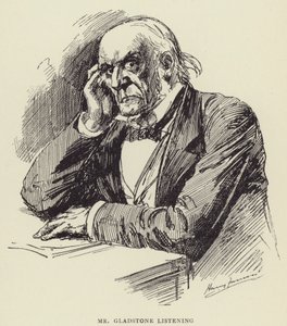 O Sr. Gladstone ouvindo de Harry Furniss