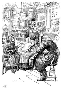 Sr. Riah e Miss Wren nos Seis Jolly Fellowship Porters, 1912 de Harry Furniss