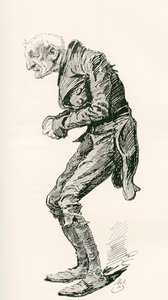 O velho Chuffey. Ilustração de Harry Furniss para o romance de Charles Dickens Martin Chuzzlewit, de The Testimonial Edition, publicado em 1910. de Harry Furniss