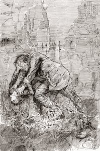 A luta de Pip com o condenado fugitivo. " de Harry Furniss