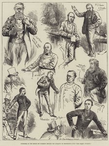 Esboços na Câmara dos Comuns durante os debates sobre o procedimento de Harry Furniss