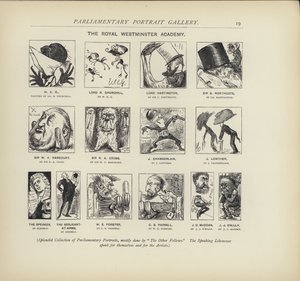 A Academia Real Westminster - imaginando como os políticos poderiam pintar uns aos outros (litho) de Harry Furniss