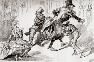 The Thieves Kitchen. Oliver é mostrado como é feito, ilustração por &39;Oliver Twist&39;, por Charles Dickens, de The Testimonial Edition, publicado em 1910 de Harry Furniss