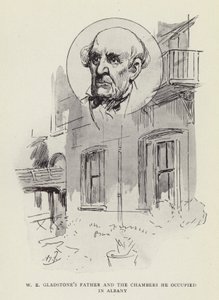 WE Gladstones pai e as câmaras que ele ocupou em Albany de Harry Furniss