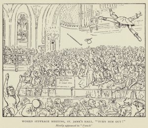 Reunião do Sufrágio das Mulheres, St James Hall, Apague-o! de Harry Furniss