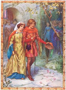 Casou com uma senhora de alta estirpe (de A História de Gamelyn) (litografia a cores) de Harry George Theaker