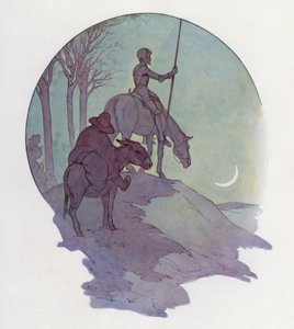 Ilustração para Dom Quixote (litografia a cores) de Harry George Theaker