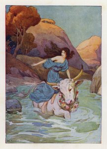 Júpiter mergulhou no oceano, e nadou para longe (litografia a cores) de Harry George Theaker