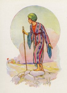 Jacob fez para José uma túnica de várias cores (litografia a cores) de Harry George Theaker