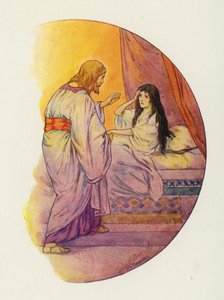 "Menina", disse Ele, "Levanta-te!" (litografia a cores) de Harry George Theaker