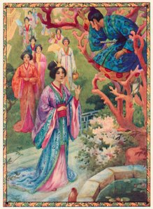 A princesa Pérola ficou encantada ao ver o jovem príncipe (litografia a cores) de Harry George Theaker